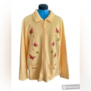 NWT Breckenridge embroidered, zippered fleece cardigan Size L